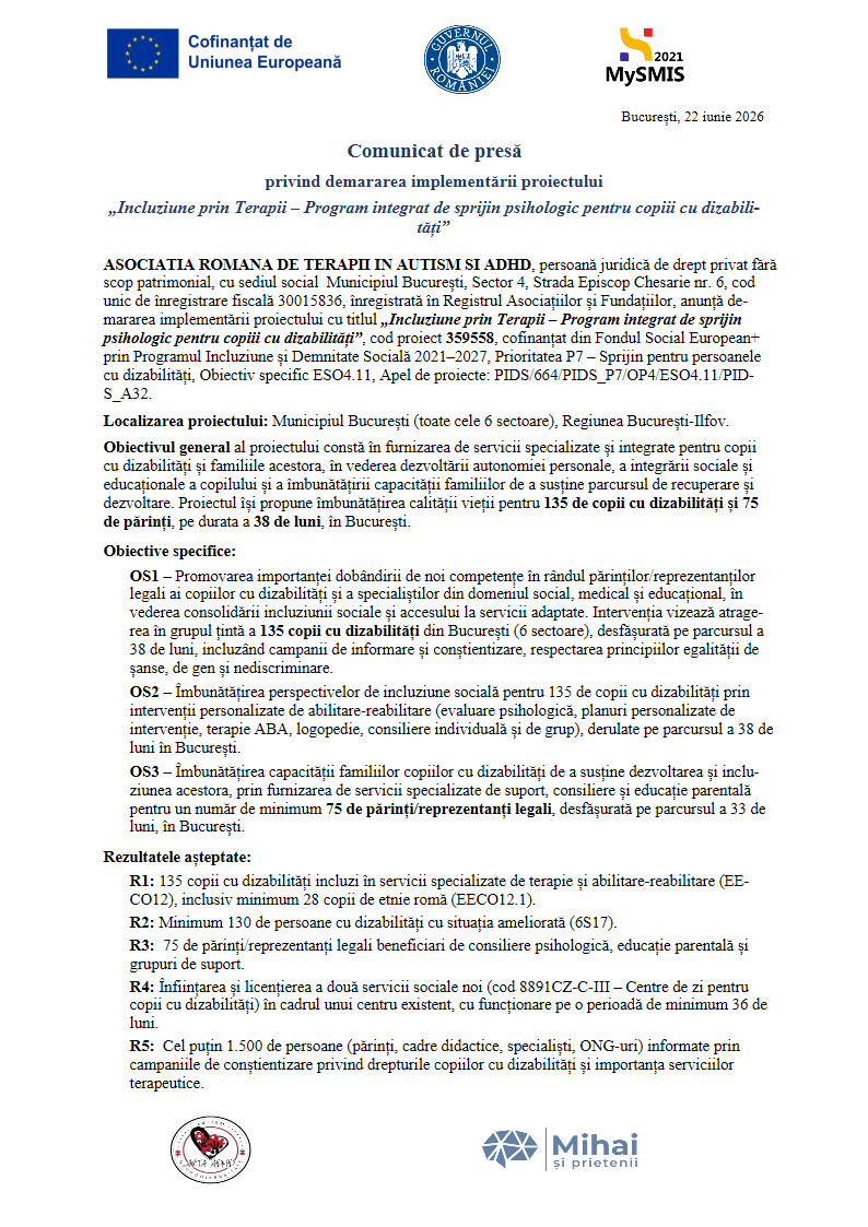 Comunicat de presa - Incluziune prin Terapii (document PDF)